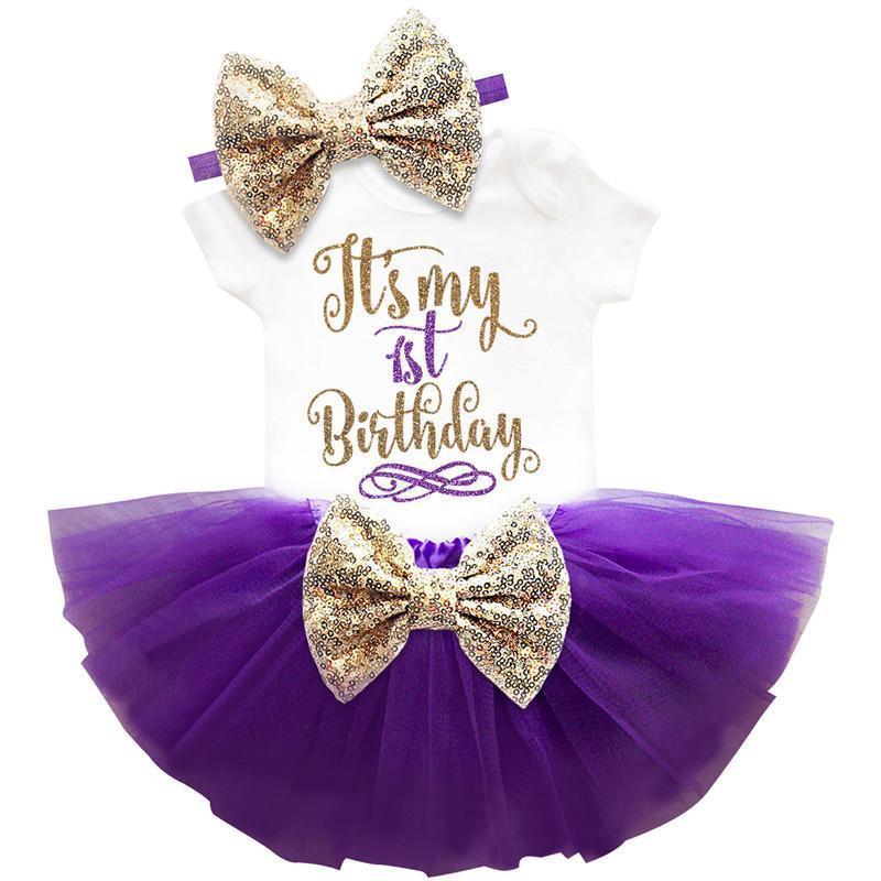 loomrack Baby Girl Tutu Birthday Outfit (1/2 Birthday, 1st Birthday, 2nd Birthday) Clothing Sets Purple 12m