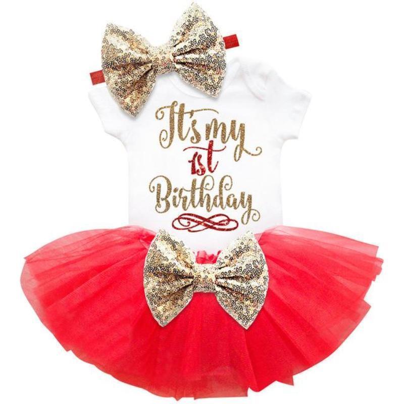 loomrack Baby Girl Tutu Birthday Outfit (1/2 Birthday, 1st Birthday, 2nd Birthday) Clothing Sets Red 12m