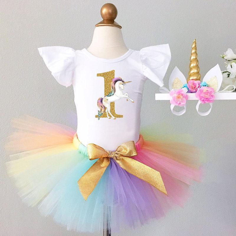 loomrack Baby Girl Tutu Unicorn 1st Birthday Outfit (1/2 Birthday, 1st Birthday, 2nd Birthday) Clothing Sets 04 Unicorn Set 12M