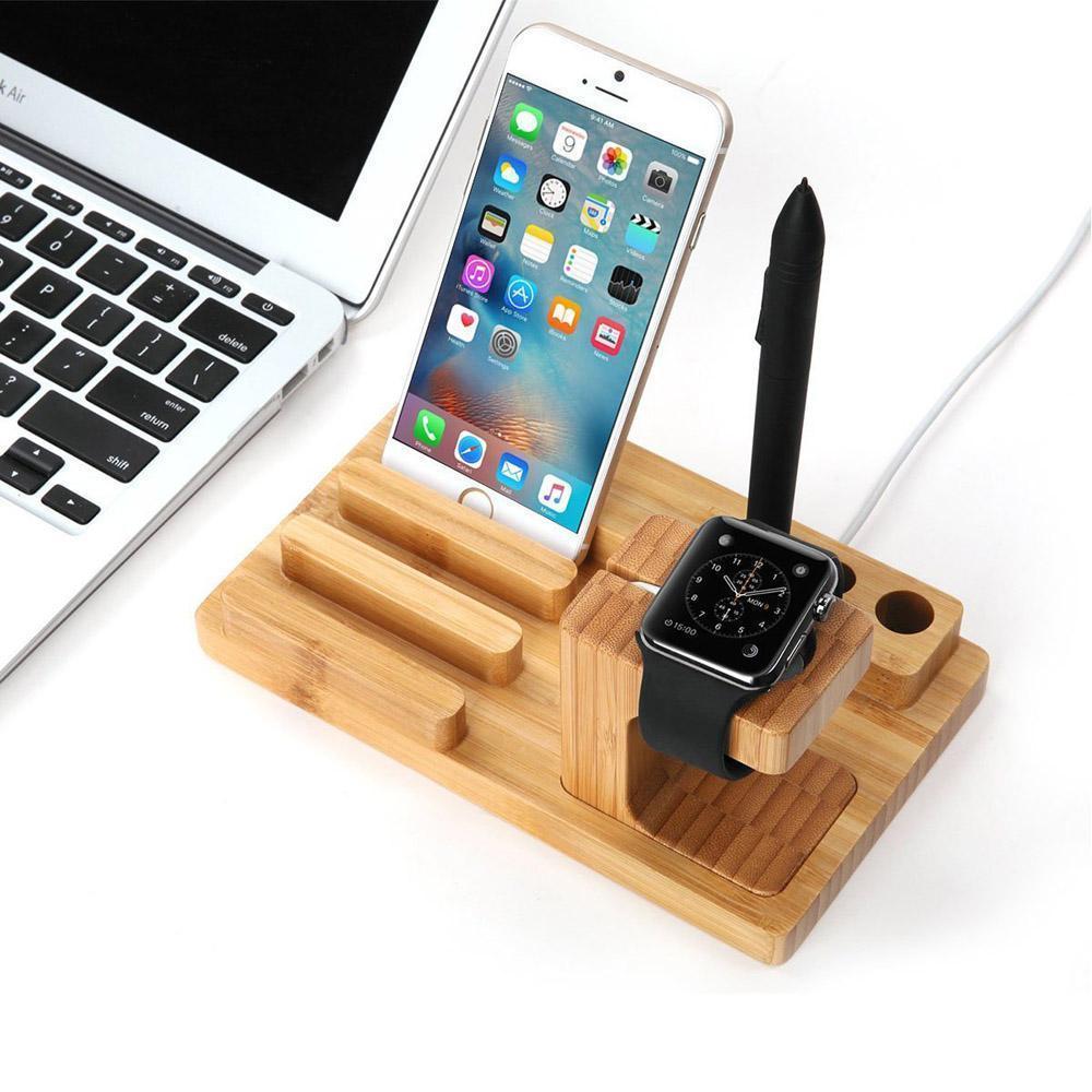 loomrack Bamboo Tech Docking Stand Organizer & Charger Mobile Phone Holders & Stands