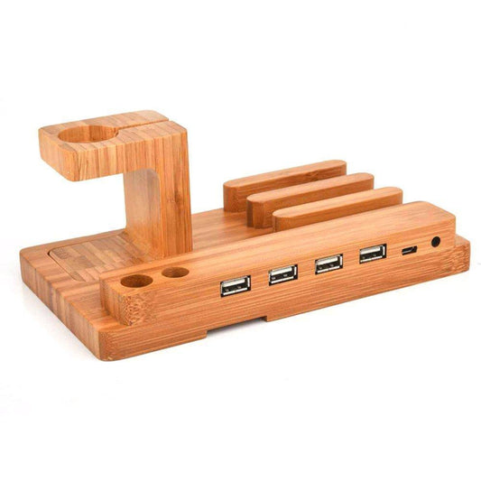 loomrack Bamboo Tech Docking Stand Organizer & Charger Mobile Phone Holders & Stands