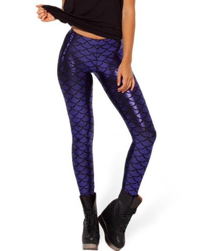 loomrack Becca Fish Scale Mermaid Leggings Leggings K030 Blue violet / S