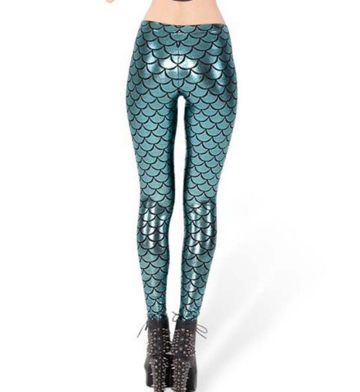 loomrack Becca Fish Scale Mermaid Leggings Leggings K030 Cyan / S