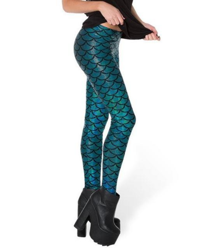 loomrack Becca Fish Scale Mermaid Leggings Leggings K030 Deep Blue / S