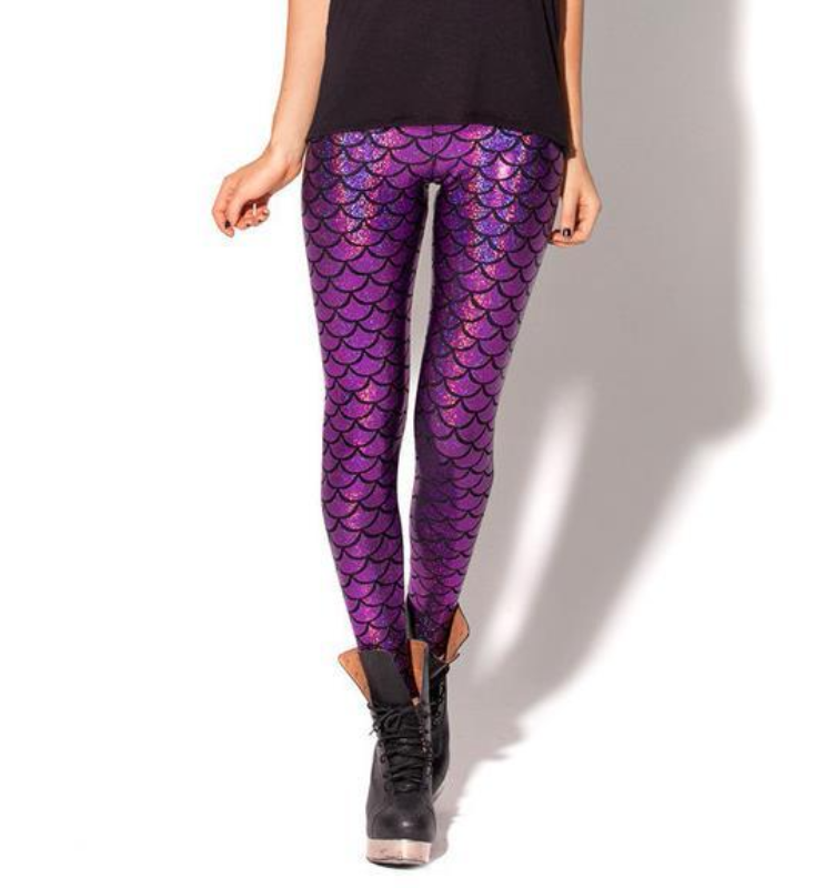 loomrack Becca Fish Scale Mermaid Leggings Leggings K030 Purple / S