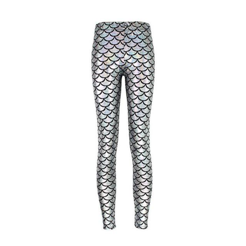 loomrack Becca Fish Scale Mermaid Leggings Leggings K030 Silver white / S