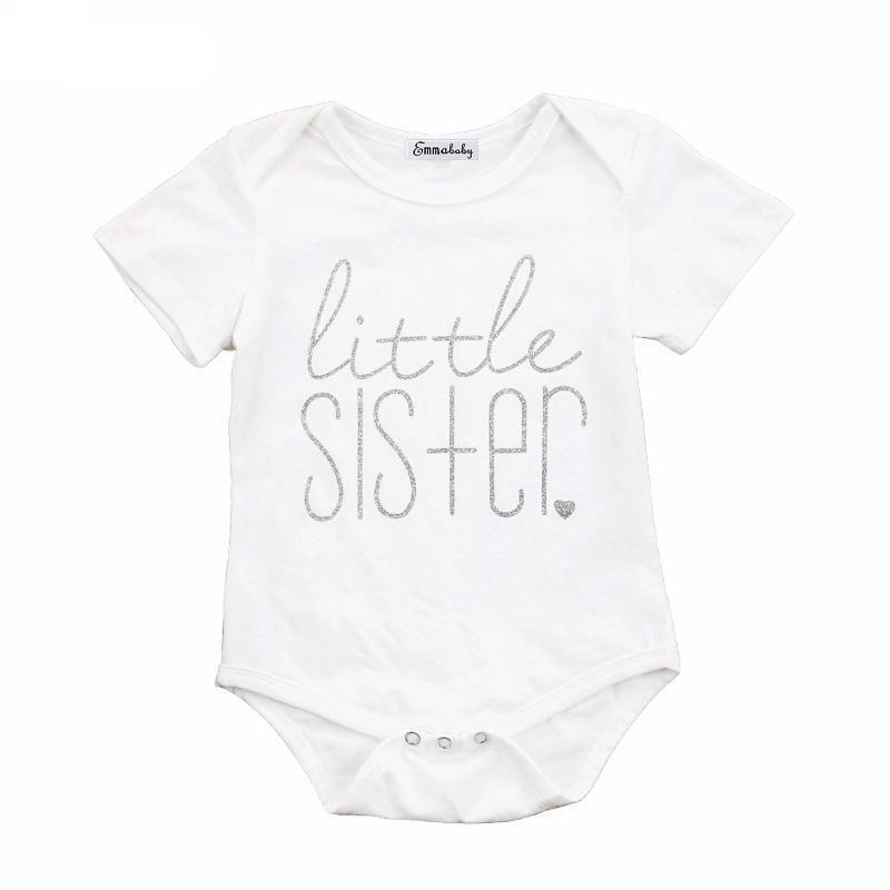 loomrack Big Brother Little Sister Matching Shirts - Big Brother T-shirt and Little Sister Onesie Matching Outfits White -Little Sister / 6M