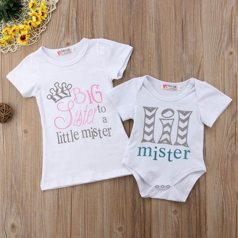 loomrack Big Sister Little Brother Matching Outfit - Big Sister to a Little Mister Matching Outfits White / Little Mister 3M