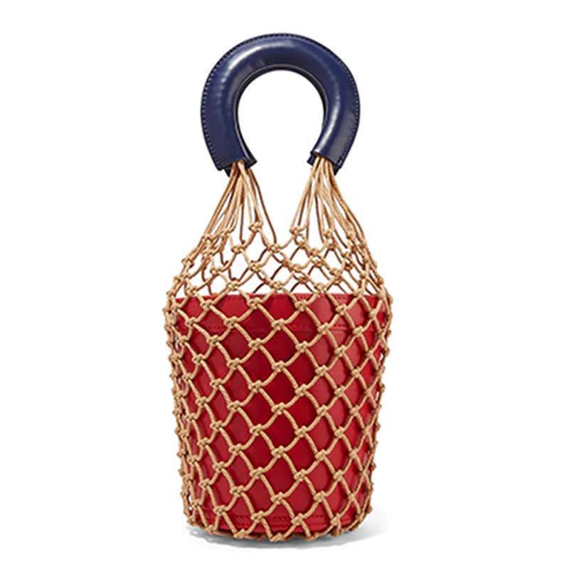 loomrack Bohemian Bucket Bag Top-Handle Bags Red With Blue Handle