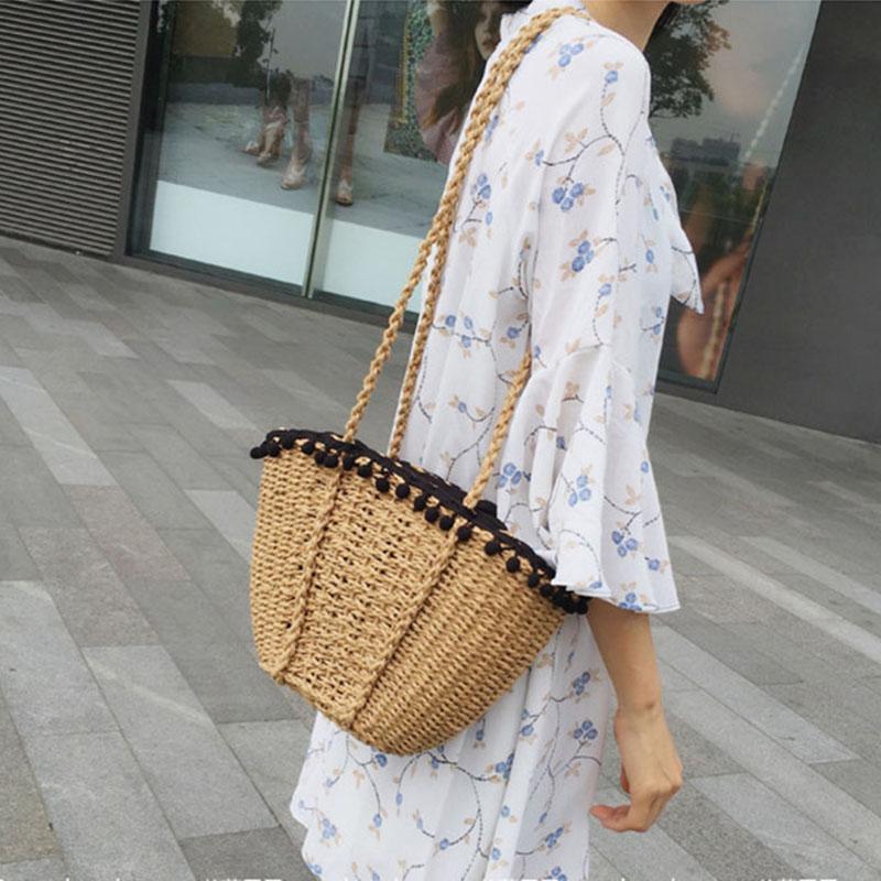 loomrack Bohemian Straw Basket Bag Shoulder Bags