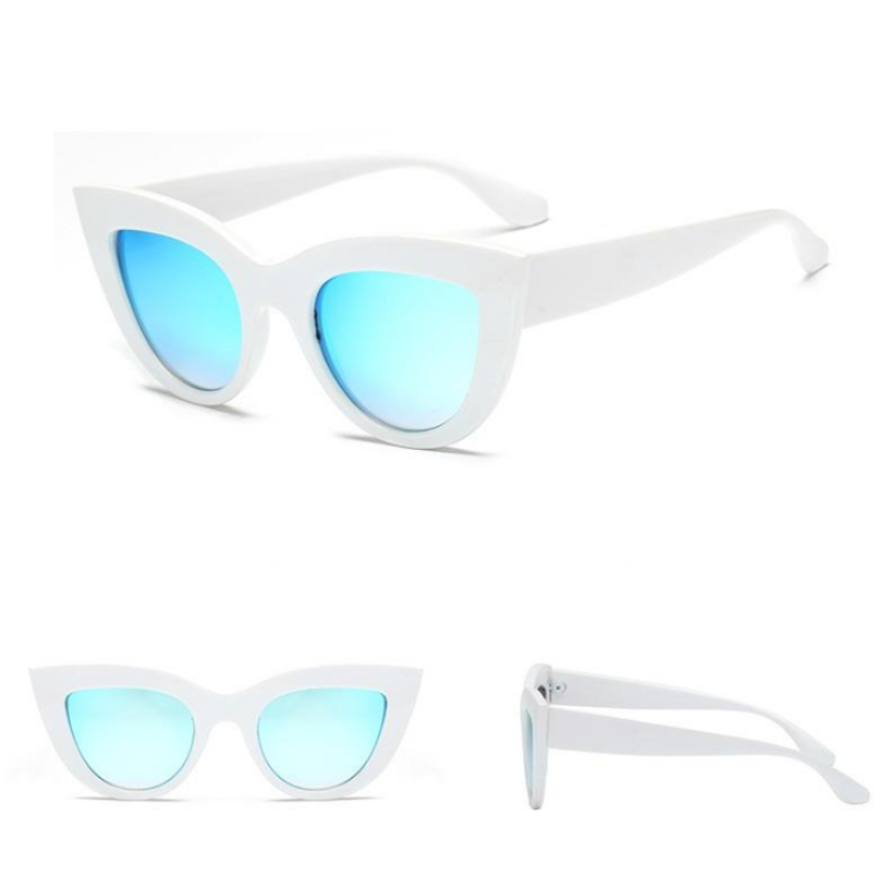 loomrack Bold Frame Cat Eye Sunglasses Home white v blue