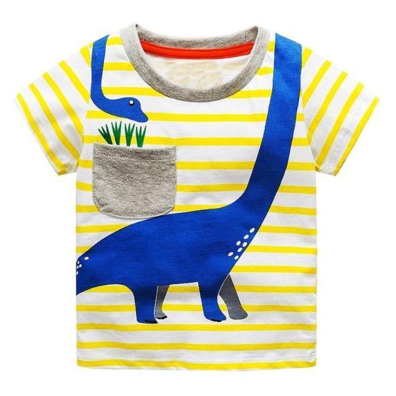 loomrack Boys 100% Cotton Summer T-Shirt  (Sizes 18M - 2T) T-Shirts Sauropod Dino Pattern / 2T