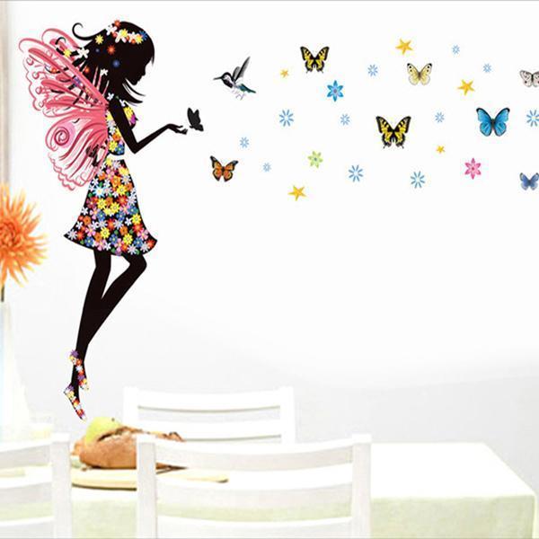 loomrack Butterfly Girl Wall Decal Wall Stickers