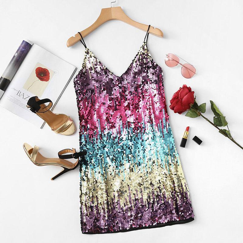 loomrack Cami Multicolor Sequin Party Mini Dress Girl's Dresses