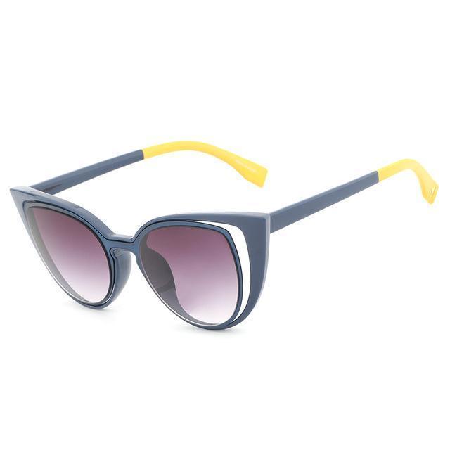 loomrack Chic Hollow Cat Eye Sunglasses Sunglasses Blue Yellow