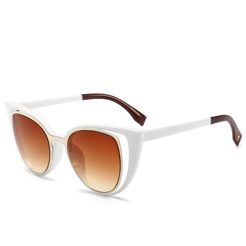 loomrack Chic Hollow Cat Eye Sunglasses Sunglasses White Tea