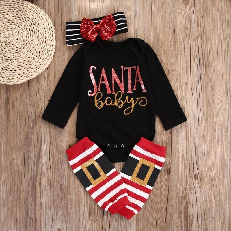 loomrack Christmas Baby Girl Outfit with Leg Warmers - 3-Pc Set Baby Clothes