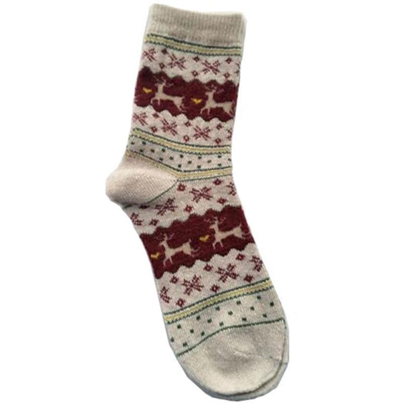 loomrack Christmas Deer Socks Christmas Socks Beige