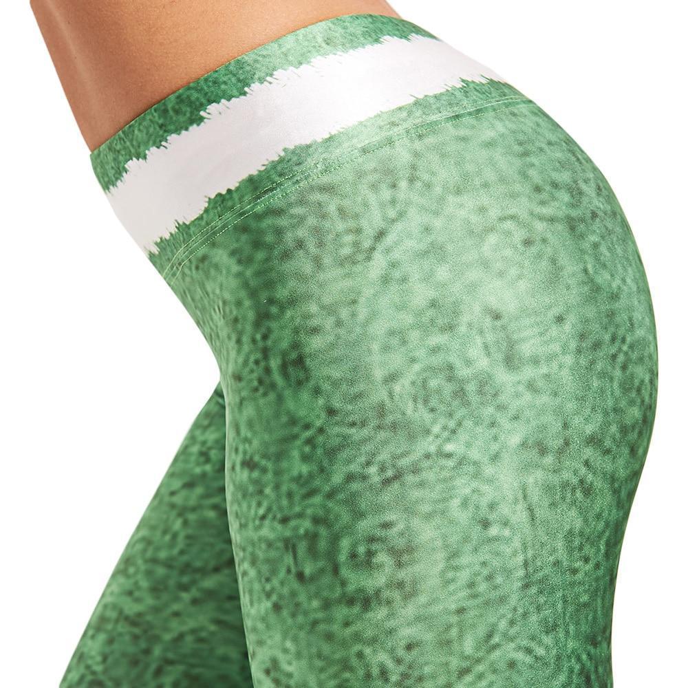 loomrack Christmas Leggings - High Waist Green Belted Stripe Leggings