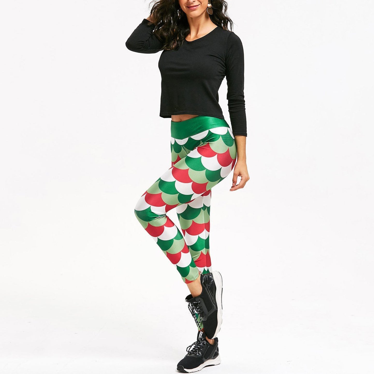 loomrack Christmas Leggings - High Waist Mermaid Scales Leggings