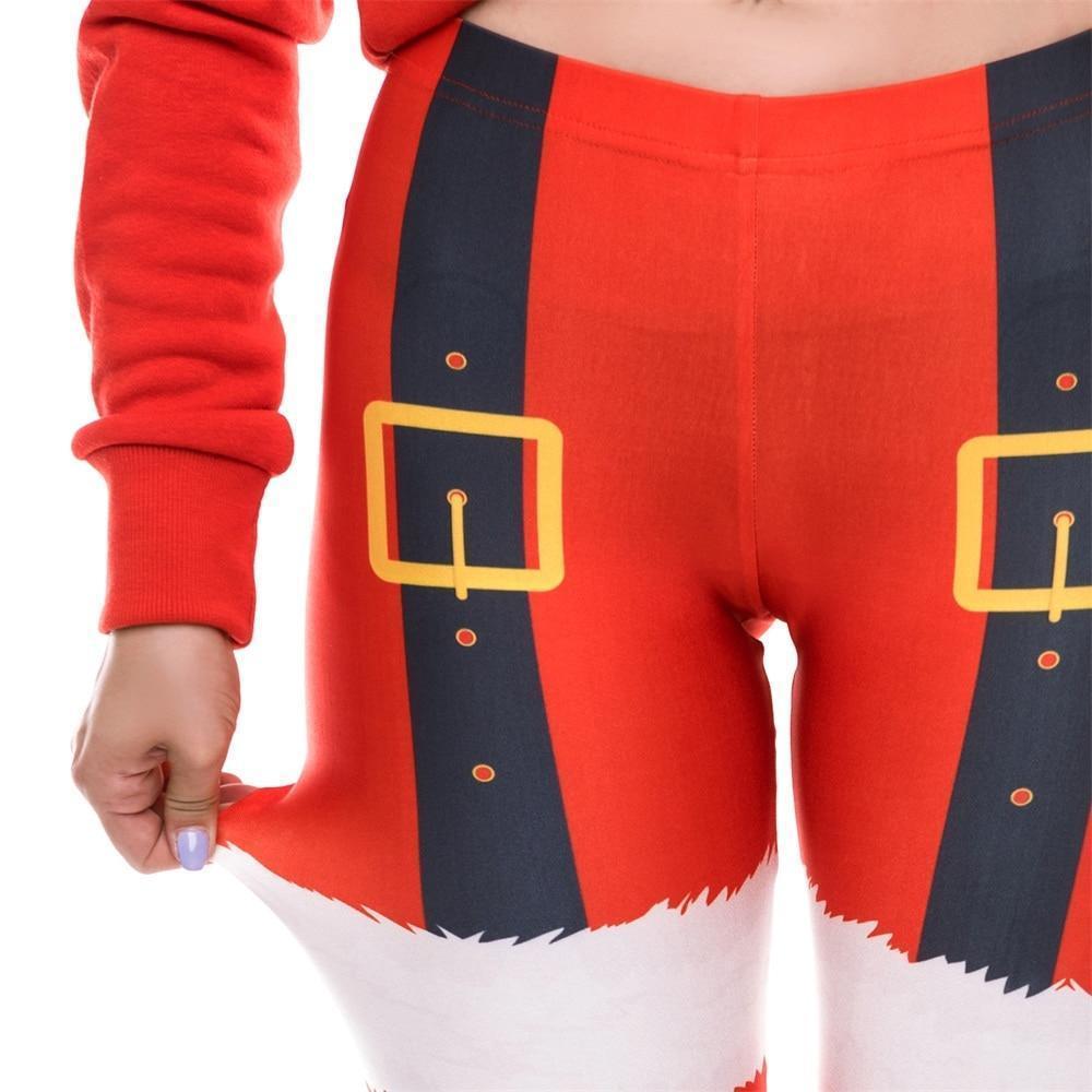 loomrack Christmas Leggings - High Waist Santa Suspenders Leggings