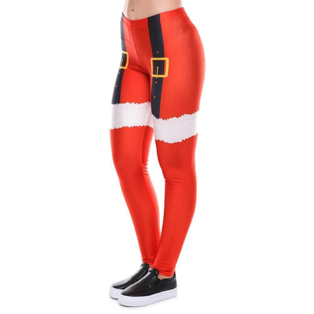 loomrack Christmas Leggings - High Waist Santa Suspenders Leggings