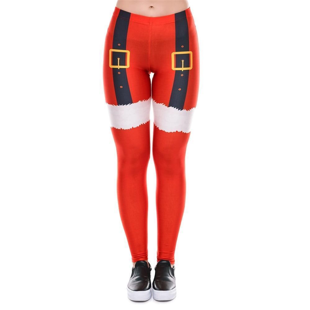 loomrack Christmas Leggings - High Waist Santa Suspenders Leggings