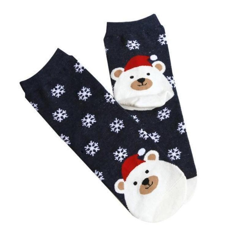 loomrack Christmas Santa Bunny Socks Christmas Socks Navy Blue