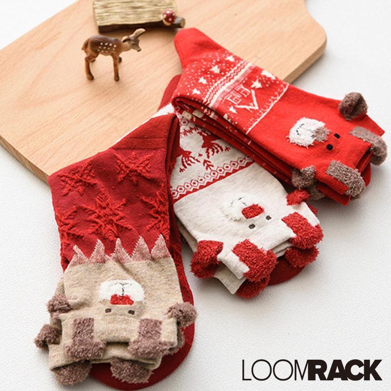 loomrack Christmas Santa Claus Deer Socks Christmas Socks