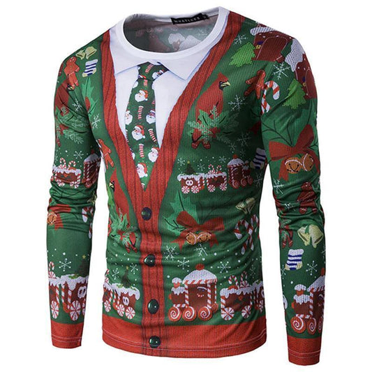 loomrack Christmas Ugly Sweater Long Sleeve Muscle T- Shirt - Mr. Roger's Christmas Cardigan Christmas Ugly Sweaters Mr. Roger's Christmas Cardigan / S