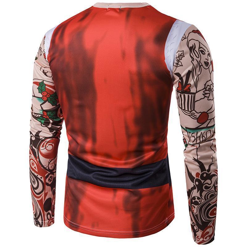 loomrack Christmas Ugly Sweater Long Sleeve Muscle T- Shirt - Tattoo Christmas Ugly Sweaters