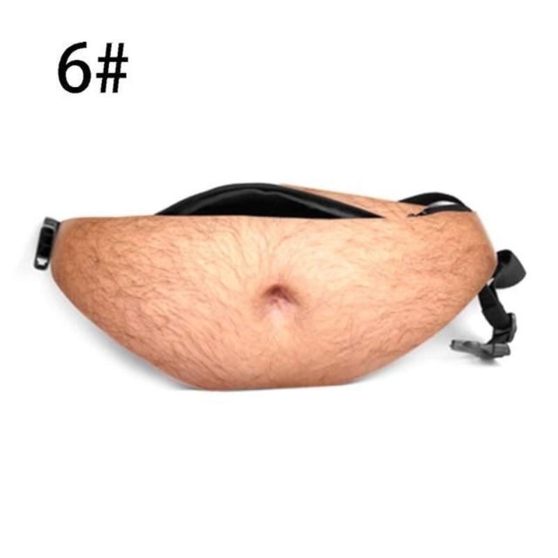 loomrack Dad Bod Fake Belly Waist Pack - Unisex  Beer Belly / Fat Belly / Hairy Belly / 6 Pack Belly Fanny Pack Waist Bag Belly Fanny Pack - 6