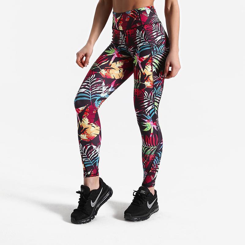 loomrack High Waist Squat Proof Leggings Leggings Multi Leaf / XS