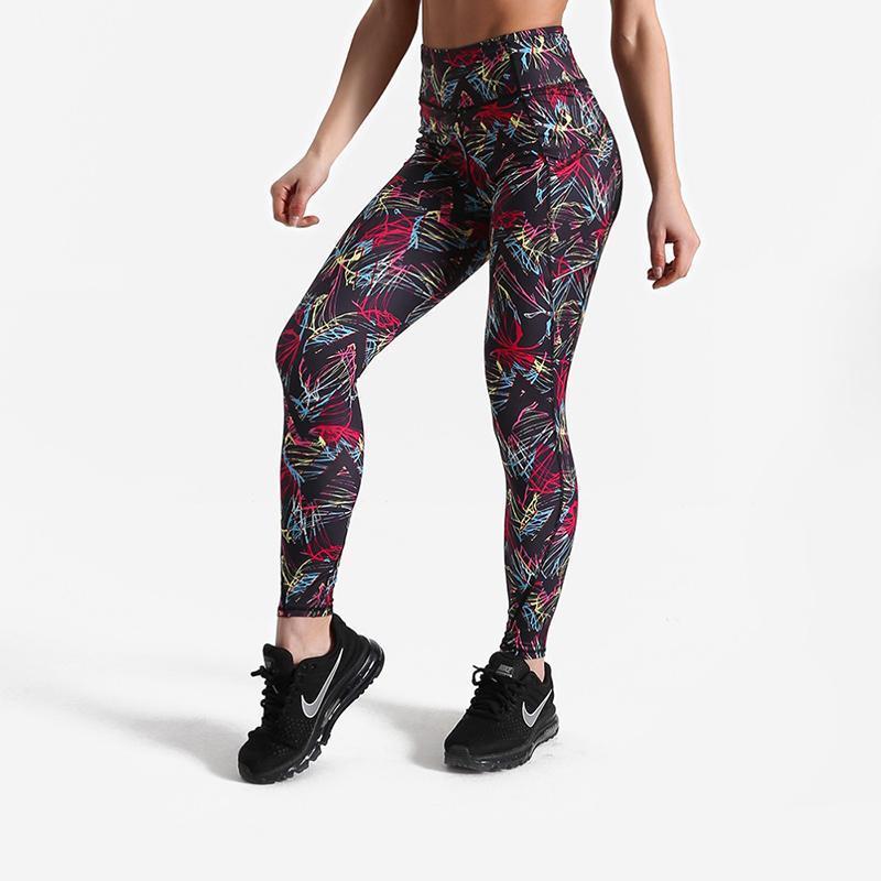 loomrack High Waist Squat Proof Leggings Leggings Multi Line / XS