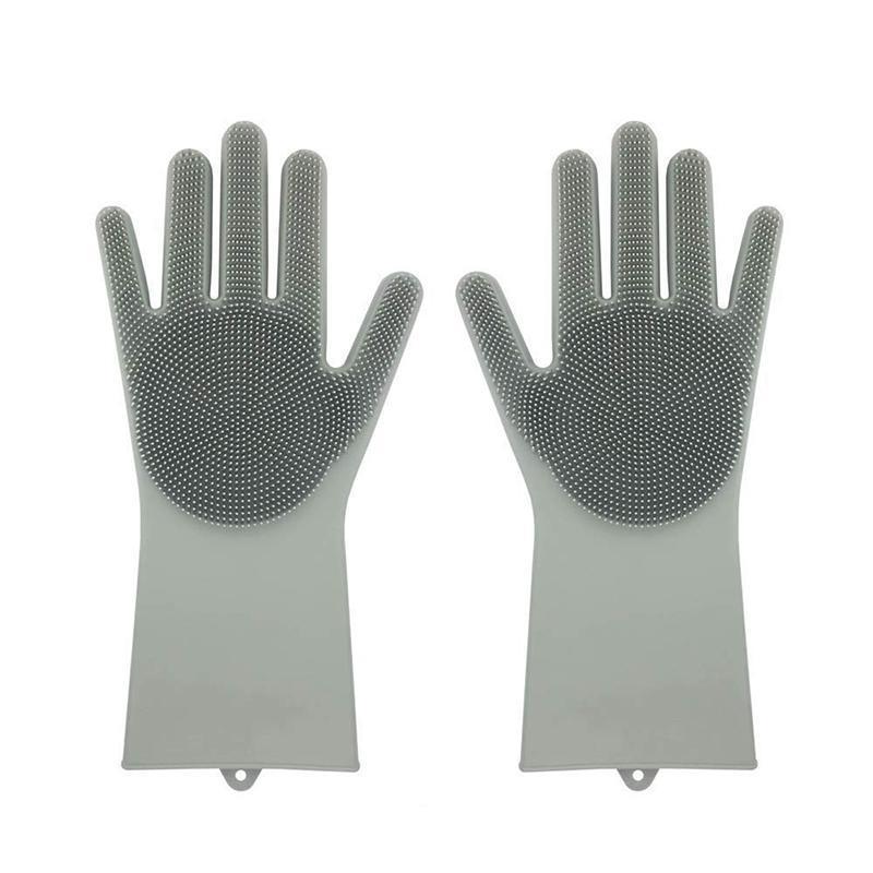 loomrack Magic Silicone Dish Washing Gloves Kitchen Gray