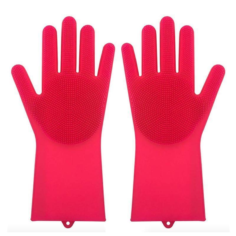 loomrack Magic Silicone Dish Washing Gloves Kitchen Red