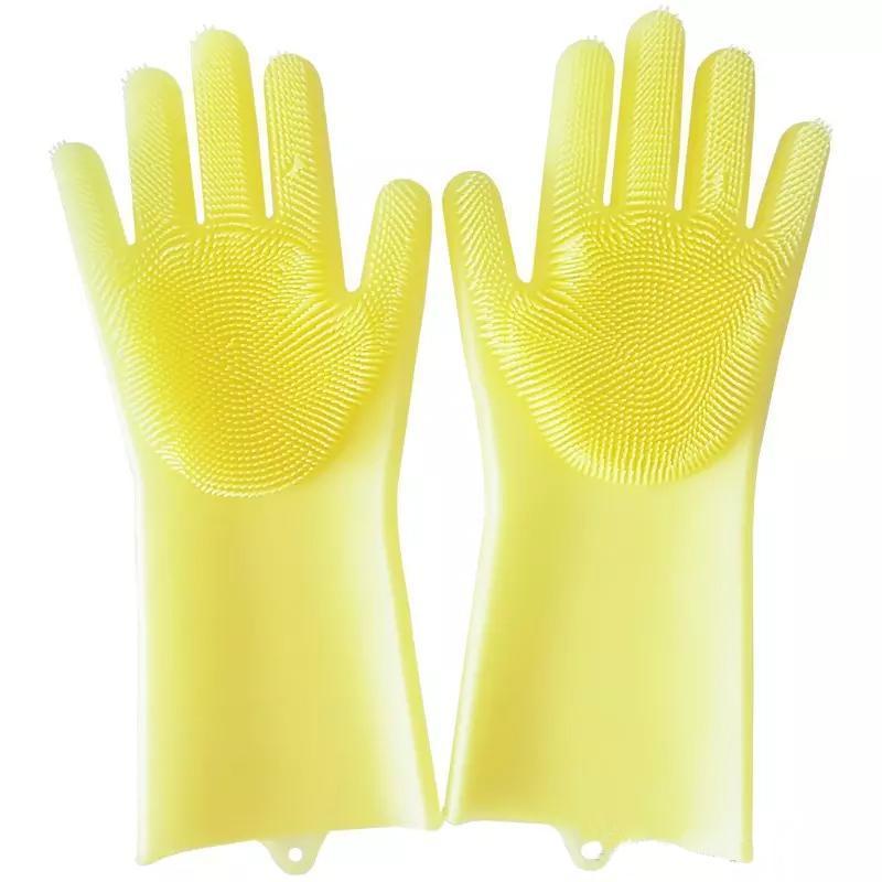 loomrack Magic Silicone Dish Washing Gloves Kitchen Yellow