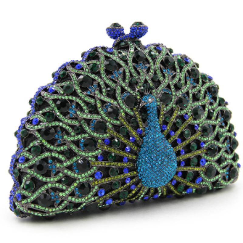 loomrack Magnificent Peacock Evening Clutch Bag Evening Bags