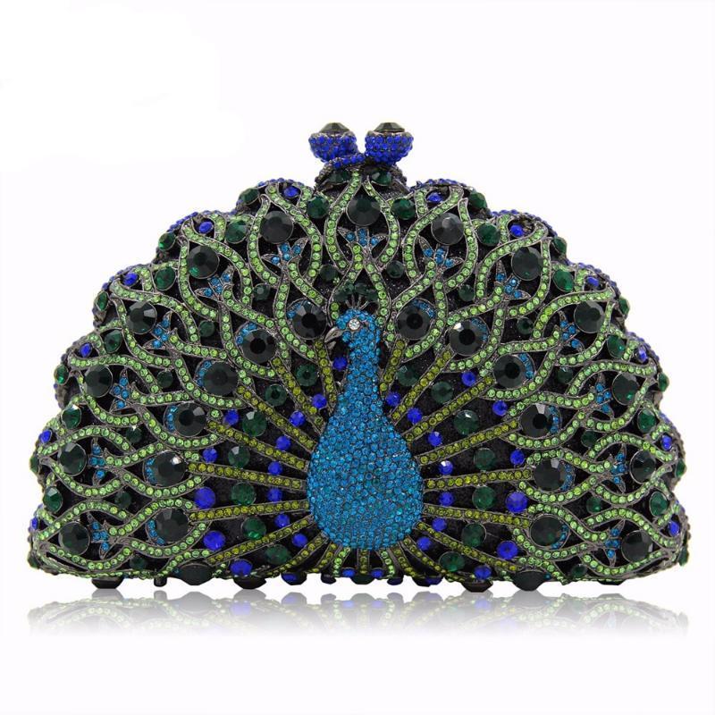 loomrack Magnificent Peacock Evening Clutch Bag Evening Bags Green