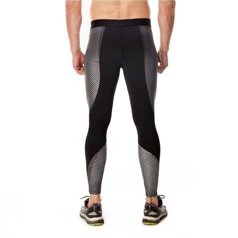 loomrack Men's Optical Design Reflective Compression Leggings Running Tights