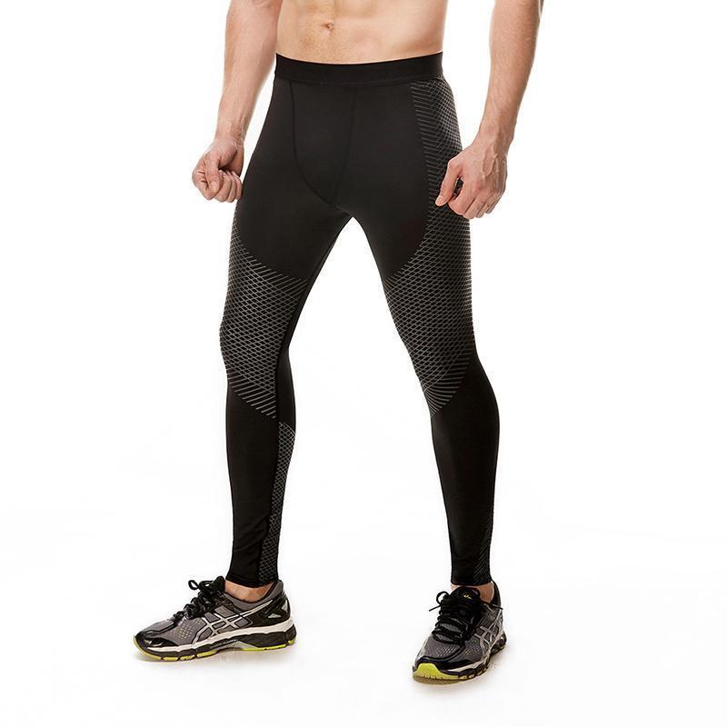 loomrack Men's Optical Design Reflective Compression Leggings Running Tights