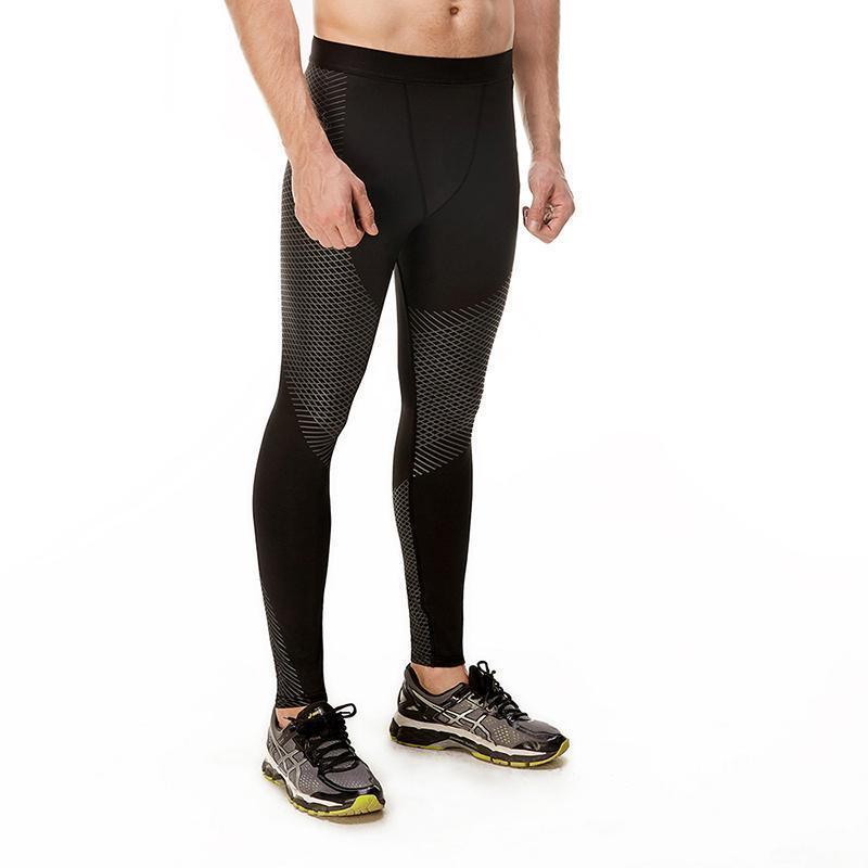 loomrack Men's Optical Design Reflective Compression Leggings Running Tights