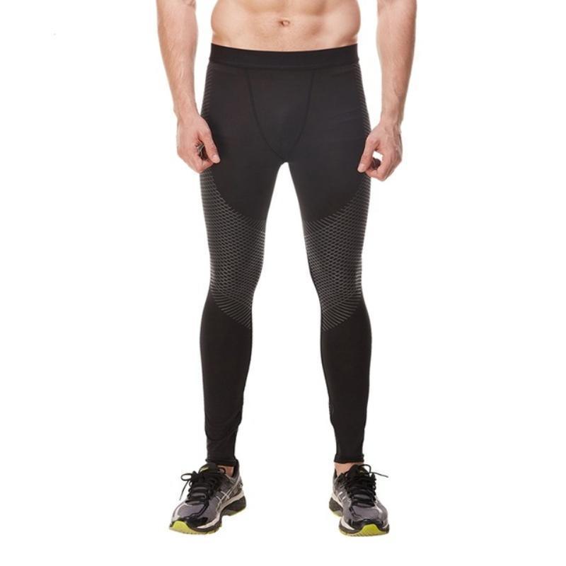 loomrack Men's Optical Design Reflective Compression Leggings Running Tights Black / S