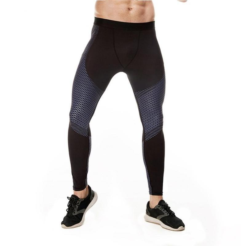 loomrack Men's Optical Design Reflective Compression Leggings Running Tights Dark Gray / S