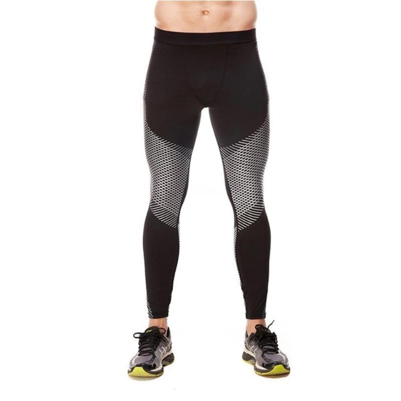 loomrack Men's Optical Design Reflective Compression Leggings Running Tights White / S