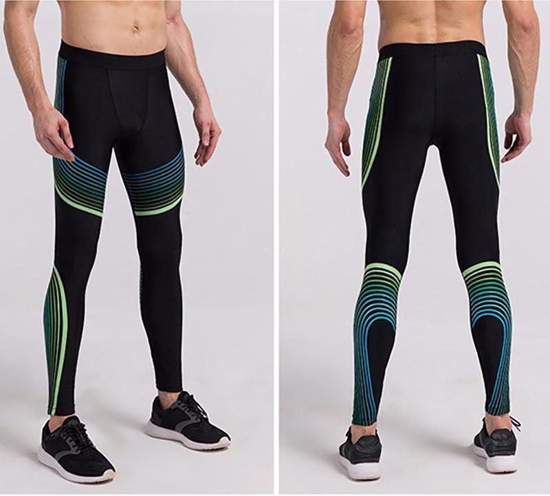 loomrack Men’s Spiral Compression Reflective Leggings Running Tights Green / S