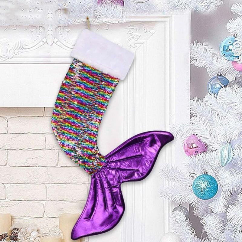 loomrack Mermaid Sequin Christmas Stocking Christmas Accessories