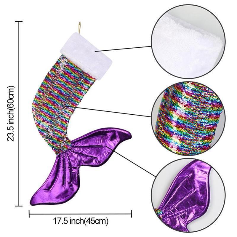 loomrack Mermaid Sequin Christmas Stocking Christmas Accessories