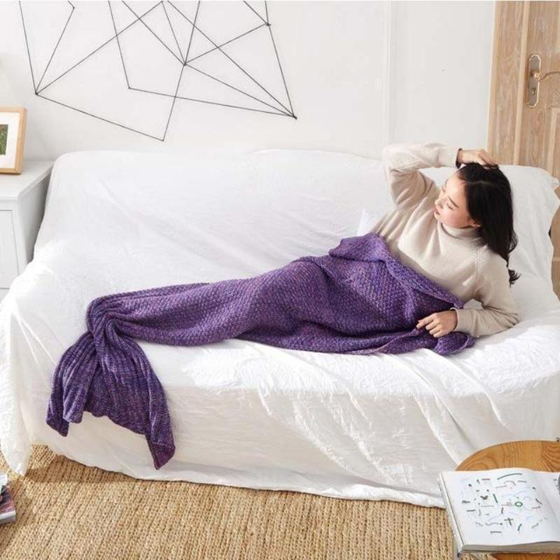 loomrack Mermaid Tail Blanket - Crochet - Adult / Kids / Baby Blankets Dark Purple / Baby 50x80CM