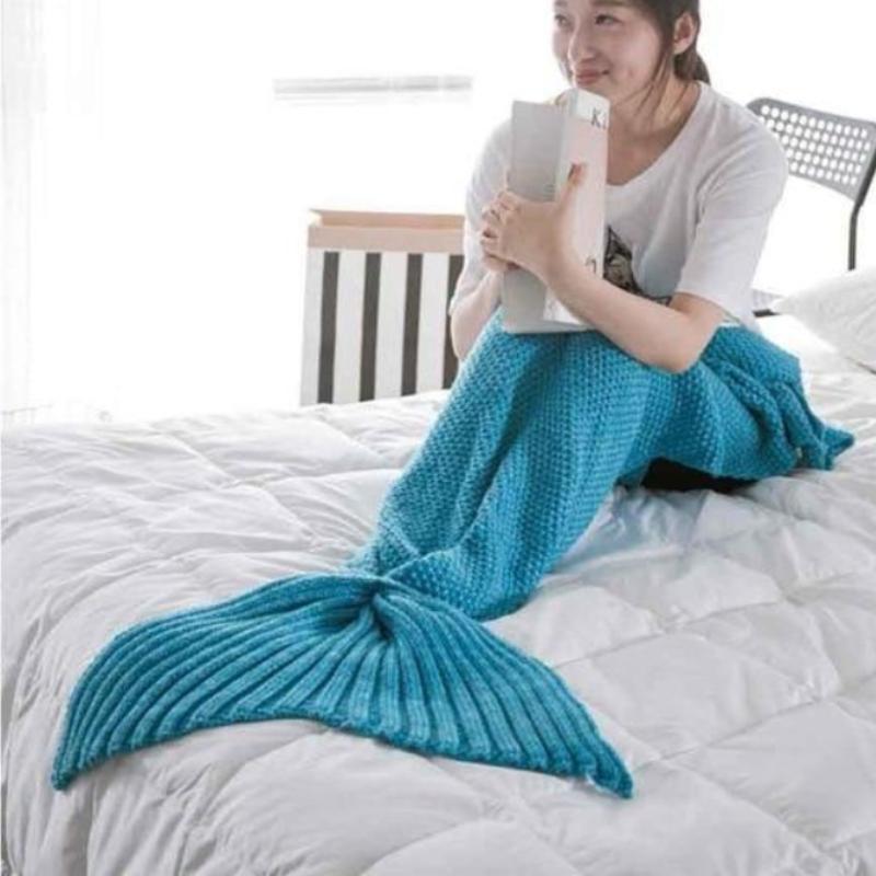 loomrack Mermaid Tail Blanket - Crochet - Adult / Kids / Baby Blankets Lake Blue / Baby 50x80CM